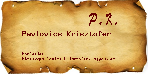 Pavlovics Krisztofer névjegykártya